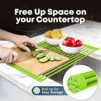 Zulay Kitchen Large Roll Up Dish Drying Rack - Heavy Duty Silicone Wrapped Steel Rods Over Sink Dish Drying Rack - Versatile Roll Up Sink Drying Rack & Trivet - Green,20.5 inches x 13 inches
