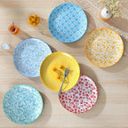 vancasso Ceramic Dinner Plates Set of 6, Large Vintage Plates 10.25 Inch Set of 6 for Kitchen, Porcelain Colorful Plates for Kitchen, Microwave Oven Dishwasher Safe, Vintage Gift, Pastel
