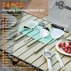 Portable Camping Cooking Utensils Set, Camp Kitchen Set with Organizer Bag, RV Essentials Outdoor Cooking Utensil Kit for Travel, Picnics, Camping, BBQs, Parties