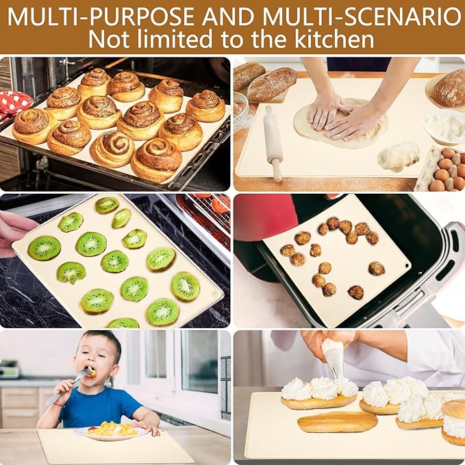 Silicone Baking Mat 28" x 20"Extra Thick Baking Mat with Measurements Non-stick Pastry Mats for Rolling Dough,Bread,Pie,Cookies,Pizza and fondant,Food Grade Kneading mat