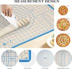 Silicone Baking Mat,28in×20in & 16in×12in Pastry Mat,Measuring Non-slip Dough mat Mats for Baking,Kneading Dough,Table Mats Blue (2Pack)