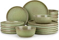 vancasso ZERMATT Stoneware Plates and Bowls Sets for 6, 18 Pieces Dinnerware Set for Kitchen, Chip Resistant Reactive Glaze Dishes, Dishwasher & Microwave Safe, Green