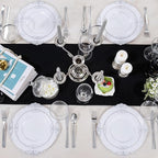 Hioasis 300pcs White and Silver Plastic Plates - Disposable Dinnerware Set Suitable for 50 Guests Include 10.25" Dinner & 7.5" Dessert Plates,Silverware Set, Cups for Weddingr(NO Napkins Included)