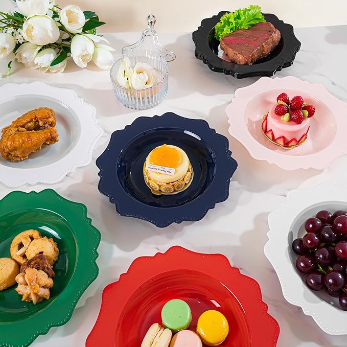 COLOSUS Plastic Multi-color Bowls (30 Pack) 12 Oz Disposable for Party Dessert/Salad Bowl, Fancy Shatterproof Dinnerware for Catering, Holidays, Children Party, and Everyday Use