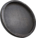 Hrastany Round Wooden Serving Tray with Beads, Circle Vintage Black Wood Coffe Table Tray for Dining Room Table Centerpiece, Kitchen Counter
