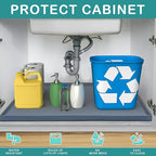 URMONA Waterproof Silicone Under Sink Mat 22'' x 19'' Shelf Liner for Kitchen and Bathroom, Cabinet and Counter Protector, Storage and Organizers, Litter Mat, Pet Cat Puppy Essentials(Black)
