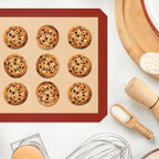 Silicone Baking Mat, Baking Sheets Non Stick, Silicone Mats for Baking, 3 Pcs for Cookie, Bread and Pastry, Baking Supplies for Oven, Red