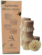 eplanita Replacement Brush Heads (Pack of 8) for Bamboo Dish Brush, Sisal Bristle Refills, Agave Cactus Fibres, Kitchen Eco Scrubber, Plastic Free Washing Up, Zero Waste Cleaning