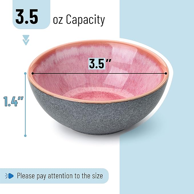 Brew To A Tea BTaT- Ceramic Dipping Bowls, 3.5 oz, 3.5 Inches, Soy Sauce Dish Ceramic, Small Serving Bowls for Side Dishes, Condiment, Sauces & Nuts, Chip-Resistant Dishwasher & Microwave Safe