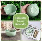 Matcha Whisk Set 5 Pcs, Matcha Kit Set Includes Matcha Bowl, Matcha Whisk and Holder, Bamboo Scoop and Sifter, Ceramic Matcha Set, Matcha Tea Set, Ideal Gift for Family/Friend (Cyan)