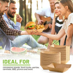 ZORRITA 4 LB Large Paper Food Trays, 50 Pack Disposable Nacho Trays Kraft Paper Food Boats Party Serving Baskets for Nachos Sandwiches Burgers Popcorns Salads Snacks