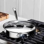 All-Clad D3 3-Ply Stainless Steel Sauté Pan with Lid & Handle 3 Quart, Induction, Oven Broiler Safe 600F, Multi-Cooktop, Deep Frying Pan, Everyday Pan, Skillet, Pots and Pans, Cookware, Kitchen Silver
