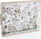 Serving Tray with Handles, Rectangular Plastic Tray 15.75x11.81 Inch, Floral Art with Peony, Hydrangea, Magnolia & Magpie Style Decorative Tray for Kitchen, Dining Table, Vanity, Office & Home