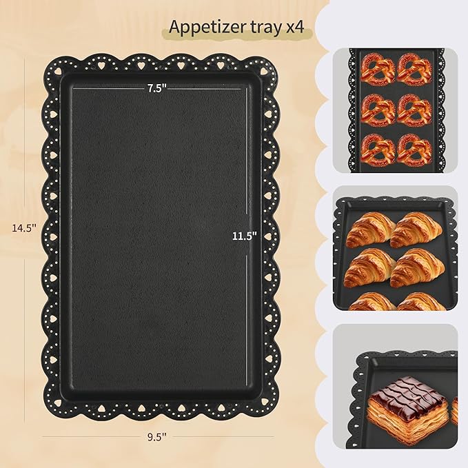 Pack of 10 NWK Cake Stand Set, with 3 x Two-Tier and 3 x Three-Tier Cupcake Stands, 4 x Appetizer Trays, 1 x Tablecloth for Birthday Bridal Baby Shower Party (Black)