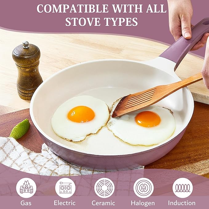 UPIT Non Stick Ceramic Frying Pan Skillet | Scratch-Resistant PFOA & PFOS Free Non Toxic Pan for Cooking | Compatible with Induction, Gas & Electric Stovetops (10 IN)