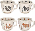 Ceramic Coffee Mug, 12 oz Small Novelty Unique Teacup with Handle, Stoneware Cup for Tea Mocha Latte Cappuccino (Set of 4, Fox and Bear)