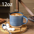 GBHOME 12 OZ Stackable Coffee Mugs, Ceramic Coffee Mugs with Texture Patterns for Man,Woman,Dad,Mom, Modern Coffee Cups Set of 4 for Latte/Cappuccino/Cocoa. Dishwasher&Microwave Safe