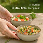Ava Nord Stoneware Ceramic Cereal Bowls Set of 4, 21 oz | Lead-Free, Cadmium-Free | Microwave and Dishwasher Safe | For Soup, Salad, Rice, Dessert, Ice Cream | Nordic Design | Terracotta/Sage Ash