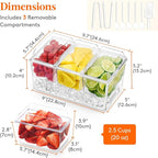 Lifewit Taco Bar Serving Set for Party with 3 x 20 oz Containers & Components, Ice Chilled Condiment Caddy Organizer, Garnish Serving Tray Platter for Mimosa Bar Accessories, Fruit, Salad, Food
