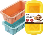 Silicone Bread Loaf Pan, 3 PCS Silicone Loaf Pans for Baking, Non Stick Bread Pans for Homemade Bread, Brownies, Cakes, Dishwasher Safe (3 Colors, Nesting Design)