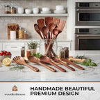 Wooden Spoons for Cooking – 13 Pcs Premium Teak Wooden Utensil Set - Durable, Safe for Nonstick Cookware, Easy to Clean & Heat Resistant Kitchen Utensils Set Wood with Ergonomic Handles