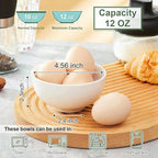 AntoKueh White 4.5in Small Ceramic Bowls, 12 OZ Cereal Bowls Set of 6 for Dessert, Rice, Jello, Pudding, Yogurt, Dishwasher/Microwave safe