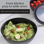 COOK WITH COLOR Mixing Bowls with Lids - 12 Piece Plastic Nesting Bowls Set includes 6 Prep Bowls and 6 Lids, Microwave Safe Mixing Bowl Set, Black and White Diamond