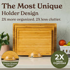 SMIRLY Wooden Cutting Boards For Kitchen Meal Prep & Serving - Bamboo Cutting Board Set with Holder, Charcuterie & Chopping Board, Wood Cutting Board Set, Kitchen Gadgets