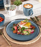 GBHOME Dinnerware Sets for 4, 12 Pieces Stoneware Plates and Bowls Sets, Scratch Resistant Ceramic Dishes, Dishwasher & Microwave Safe, Reactive Glaze-Blue Horizon