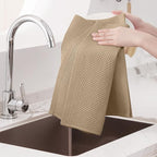 Homaxy 100% Cotton Waffle Weave Kitchen Dish Towels, Ultra Soft Absorbent Quick Drying Cleaning Towel, 20x28 Inches, 4-Pack, Tan