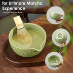 Matcha Whisk Set Matcha Kit - 7 Pcs Japanese Tea Set Includes Matcha Bowl with Spout,Bamboo Whisk with Ceramic Holder,Bamboo Scoop and Rest,Sifter,Tea Towel, for Ceremony Matcha Lovers Gift,Green