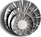 10" Black and White Striped Ceramic Plates Set of 6, Zebra Pattern Dinner Plates Set, Minimalist Porcelain Dish Set, Microwave, Oven & Dishwasher Safe