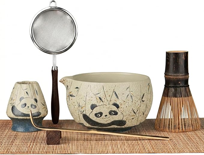 Matcha Whisk Set, 7-Piece Matcha Kit with Ceramic Bowl, Bamboo Whisk, Scoop, Sifter, Holder & Bamboo Mat – Premium Matcha Tea Set for Beginners & Matcha Lovers, Gift Ready