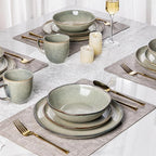AmorArc Ceramic Dinnerware Sets,Handmade Reactive Glaze Stoneware Plates and Bowls Sets,Highly Scratch Resistant | Dishwasher & Microwave Safe Dishes Set,Service for 8 (24pc)
