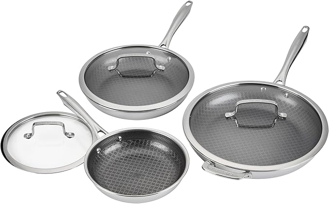 Cuisinart FusionElite+ Hybrid Nonstick Tri-Ply Stainless Steel Cookware Set, 6-Piece Skillet Cooking Set with PURELYSEAR Ceramic Nonstick Technology, Scratch Proof, Cool Grip Handles, Dishwasher Safe