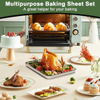 Baking Sheet Tray Cooling Rack with Silicone Mat Set, Stainless Steel Cookie Pan For Oven, Set of 9 (3 Sheets + 3 Racks Mats), Warp Resistant & Heavy Duty & Easy Clean, Grey