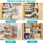 Delamu 2 Sets of 3-Tier Bathroom Under Sink Organizers and Storage, Multi-Purpose Stackable Pantry Organization and Storage, Pull Out Clear Kitchen Bathroom Cabinet Organizer with Movable Dividers | Storage, Multi-Purpose, Stackable, Pantry Organizatio...