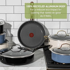 T-fal Preserve Ceramic, Non stick Cookware Set 13-Piece, Oven & Broiler Safe up to 350°F, Includes Stockpot, Saucepans, Frying Pans, Protectors, Pots and Pans, Rose Gold
