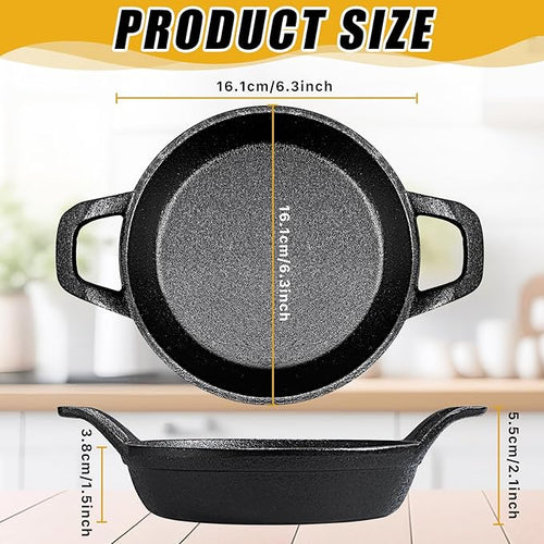 4Pack Mini Cast Iron Skillets, 6.3 x 6.3 x 1.5 Inch Frying Pan, Black Small Skillet, Cast Iron Pan with Handle, Mini Casserole Dish Skillets for Kitchen Baking Cooking Indoor Outdoor