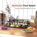 Expandable Spice Rack Organizer - 3 Tier Adjustable Spice Organizer for Cabinet & Countertop - Easy Visibility - Black