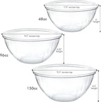 PLASTICPRO Disposable Combo Set of Salad Bowl Includes 4, 48 Ounce 4, 96 oz 4, 150 Ounce Round Crystal Clear Plastic Serving Bowl