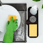 Zulay Kitchen Large Silicone Sponge Holder (12x4) – Flexible Sink Organizer Tray for Kitchen & Bathroom – Multipurpose Soap Dish for Sponges, Makeup, Trinkets & More (Chocolate)