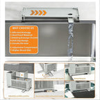 Rustproof Kitchen Sink Organizer for Countertop,Multifunctional Sink Organizer Caddy & Organization,Scrub Brush and Sponge Holder,Plastic Sink Storage Rack,Sponge Drain Rack,Dish Soap Dispenser,Grey