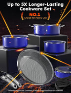 Pro DUXANO 12PC Pots and Pans Set&Hybrid 3-Ply Stainless Steel Skillet, High Heat Sear&Fry, 2-Layer Ceramic Nonstick Induction Cookware, 9H Scratch-Resistant&Anti-Warp,PFAS Free,All Cooktop/Dishwasher