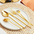 30-Piece Silverware set for 6, Premium 18/10 Stainless Steel Flatware Cutlery Set, Luxury Eating Utensils Set Include Spoons Forks & Knives, Mirror Polished, Dishwasher Safe (Gold)