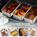 P&P CHEF Loaf Pan Set, 9 x 5 Inch Bread Pans, Stainless Steel Loaf Toast Baking Pans For Bread Meatloaf Lasagna Cake, Healthy & Non Toxic, Oven Safe& Easy Clean, (Silver, 6Pcs)