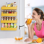 Magnetic Spice Rack for Refrigerator, Kitchen Organizer and Storage Shelf, Yellow(4 Pack)…