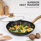 MICHELANGELO Nonstick Frying Pan with Lid, 10 Inch Frying Pan with Honeycomb Coating, Non Stick Skillet with Lid, Healthy & Non-Toxic Granite Fry Pan, Induction Compatible