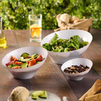 PLASTICPRO Angled Plastic Bowls Disposable Small Plastic White Serving Bowls with Gold Rim for Party for Appetizer Salads Pack of 8