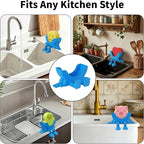 Cute Hanging Sponge Holder, Drainable Kitchen Sink Organizer, Scrub Sponge Stand Storage Rack with Smiley Design, Sink Accessories (Red)